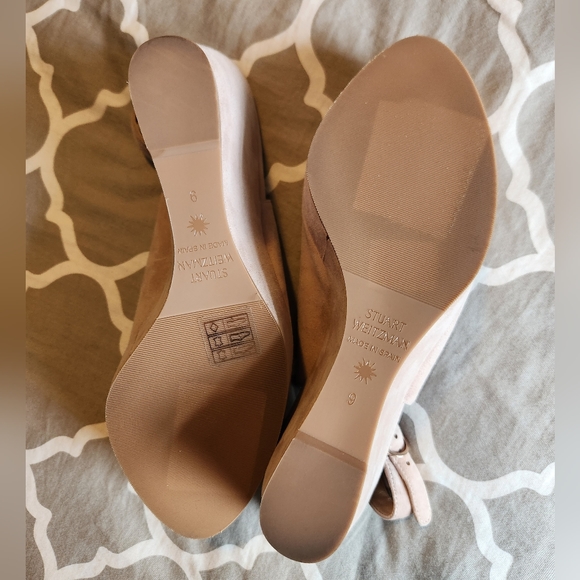 *NWOT Stuart Weitzman Rinna Suede Slingback Peeptoe Wedges size 9 - Picture 10 of 10